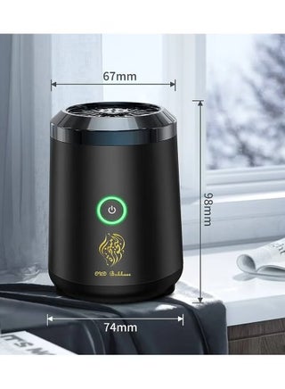 مبخرة بخور للسيارة قابلة للشحن USB Type-C – موزع روائح عود وبخور – غطاء حديد – لون أسود أنيق - view 2